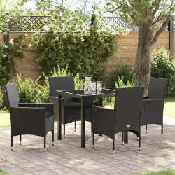 Ensemble de salle à manger pour jardin 5 pcs Noir polyrotin 564634564634