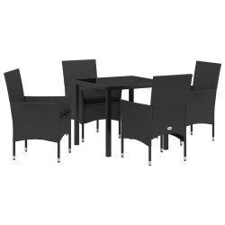 Ensemble de salle à manger pour jardin 5 pcs Noir polyrotin 564634564634