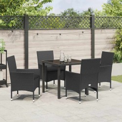 Ensemble de salle à manger pour jardin 5 pcs Noir polyrotin 564634564634