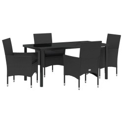 Ensemble de salle à manger pour jardin 5 pcs Noir polyrotin 564635564635