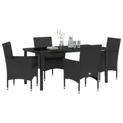 Ensemble de salle à manger pour jardin 5 pcs Noir polyrotin 564635564635