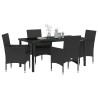 Ensemble de salle à manger pour jardin 5 pcs Noir polyrotin 564635564635