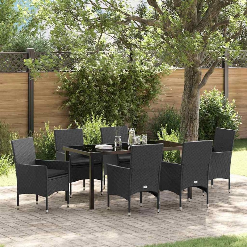 Ensemble de salle à manger pour jardin 7 pcs Noir polyrotin 564636564636