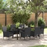 Ensemble de salle à manger pour jardin 7 pcs Noir polyrotin 564636564636