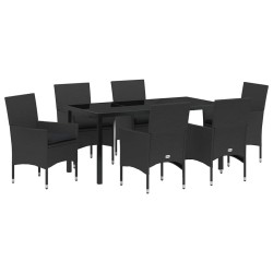 Ensemble de salle à manger pour jardin 7 pcs Noir polyrotin 564636564636