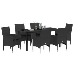 Ensemble de salle à manger pour jardin 7 pcs Noir polyrotin 564636564636