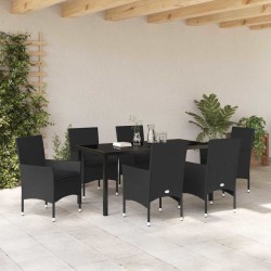 Ensemble de salle à manger pour jardin 7 pcs Noir polyrotin 564636564636