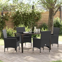 Ensemble de salle à manger pour jardin 5 pcs Noir polyrotin 564637564637