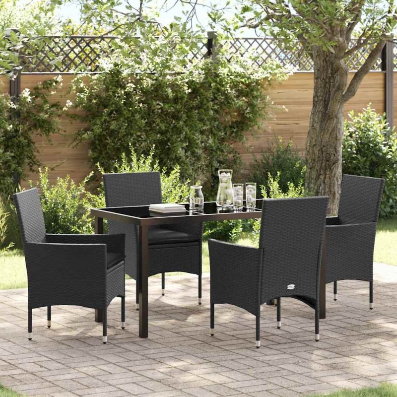 Ensemble de salle à manger pour jardin 5 pcs Noir polyrotin 564637564637