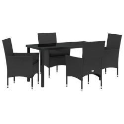 Ensemble de salle à manger pour jardin 5 pcs Noir polyrotin 564637564637