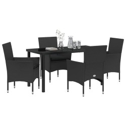Ensemble de salle à manger pour jardin 5 pcs Noir polyrotin 564637564637