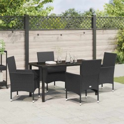 Ensemble de salle à manger pour jardin 5 pcs Noir polyrotin 564637564637