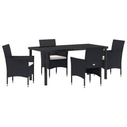 Ensemble de salle à manger pour jardin 5 pcs Noir polyrotin 564638564638