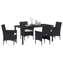Ensemble de salle à manger pour jardin 5 pcs Noir polyrotin 564638564638
