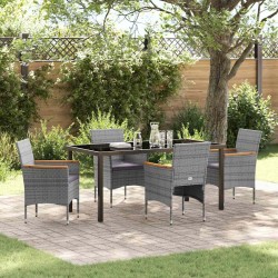 Ensemble de salle à manger pour jardin 5 pcs Gris polyrotin 564640564640