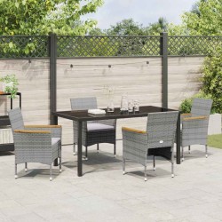 Ensemble de salle à manger pour jardin 5 pcs Gris polyrotin 564640564640