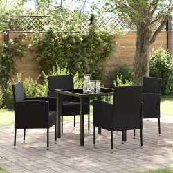Ensemble de salle à manger pour jardin 5 pcs Noir polyrotin 564641564641