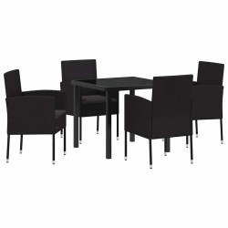 Ensemble de salle à manger pour jardin 5 pcs Noir polyrotin 564641564641