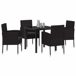 Ensemble de salle à manger pour jardin 5 pcs Noir polyrotin 564641564641