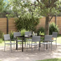 Ensemble de salle à manger pour jardin 7 pcs Gris polyrotin 564642564642