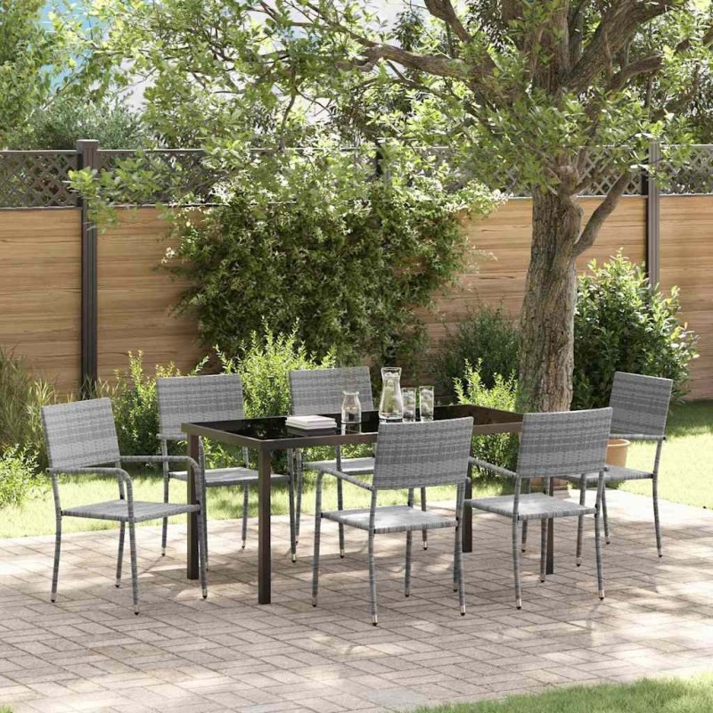 Ensemble de salle à manger pour jardin 7 pcs Gris polyrotin 564642564642