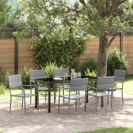 Ensemble de salle à manger pour jardin 7 pcs Gris polyrotin 564642564642