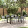 Ensemble de salle à manger pour jardin 7 pcs Gris polyrotin 564642564642