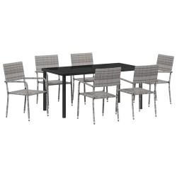 Ensemble de salle à manger pour jardin 7 pcs Gris polyrotin 564642564642