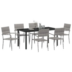 Ensemble de salle à manger pour jardin 7 pcs Gris polyrotin 564642564642