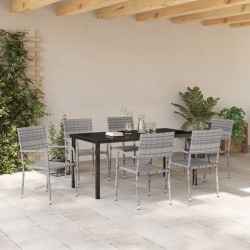 Ensemble de salle à manger pour jardin 7 pcs Gris polyrotin 564642564642