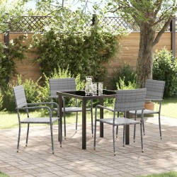Ensemble de salle à manger pour jardin 5 pcs Gris polyrotin 564656564656