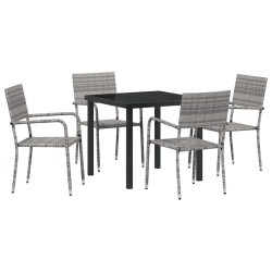 Ensemble de salle à manger pour jardin 5 pcs Gris polyrotin 564656564656