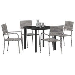 Ensemble de salle à manger pour jardin 5 pcs Gris polyrotin 564656564656