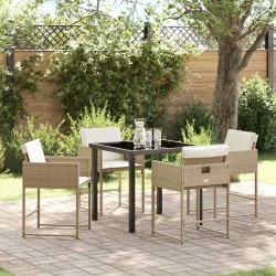 Ensemble de salle à manger pour jardin 5 pcs Beige polyrotin 564762564762