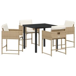 Ensemble de salle à manger pour jardin 5 pcs Beige polyrotin 564762564762
