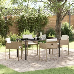 Ensemble de salle à manger pour jardin 5 pcs Beige polyrotin 564764564764