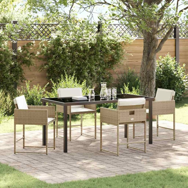 Ensemble de salle à manger pour jardin 5 pcs Beige polyrotin 564764564764