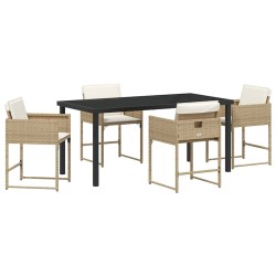 Ensemble de salle à manger pour jardin 5 pcs Beige polyrotin 564764564764