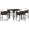 Ensemble de salle à manger pour jardin 5 pcs Marron polyrotin 564785564785