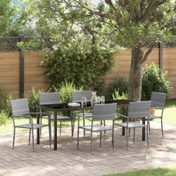 Ensemble de salle à manger pour jardin 7 pcs Gris polyrotin 564786564786