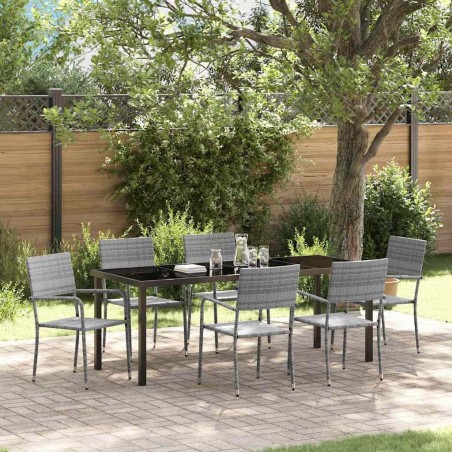 Ensemble de salle à manger pour jardin 7 pcs Gris polyrotin 564786564786
