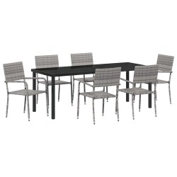 Ensemble de salle à manger pour jardin 7 pcs Gris polyrotin 564786564786