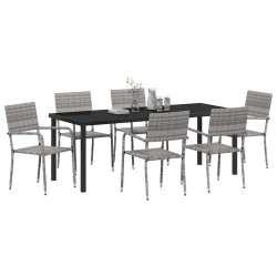 Ensemble de salle à manger pour jardin 7 pcs Gris polyrotin 564786564786