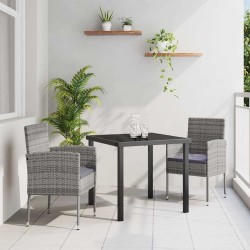 Ensemble de salle à manger pour jardin 3 pcs Gris polyrotin 564787564787