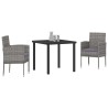 Ensemble de salle à manger pour jardin 3 pcs Gris polyrotin 564787564787