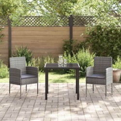Ensemble de salle à manger pour jardin 3 pcs Gris polyrotin 564787564787