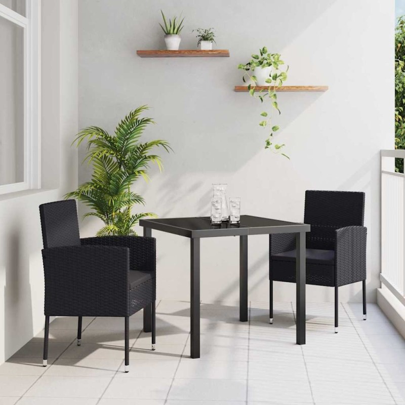 Ensemble de salle à manger pour jardin 3 pcs Noir polyrotin 564788564788