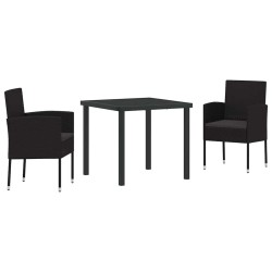 Ensemble de salle à manger pour jardin 3 pcs Noir polyrotin 564788564788