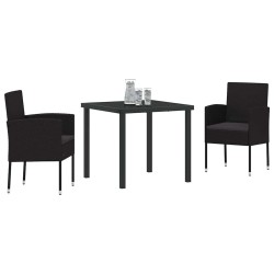 Ensemble de salle à manger pour jardin 3 pcs Noir polyrotin 564788564788