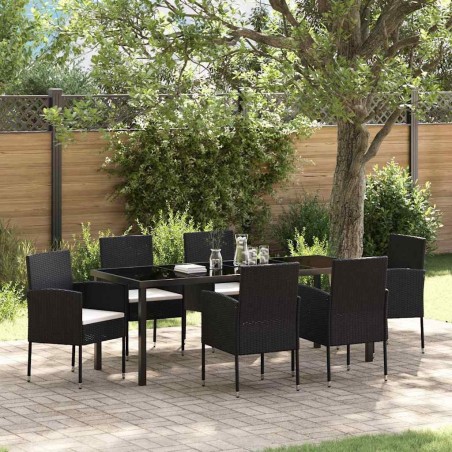 Ensemble de salle à manger pour jardin 7 pcs Noir polyrotin 564789564789